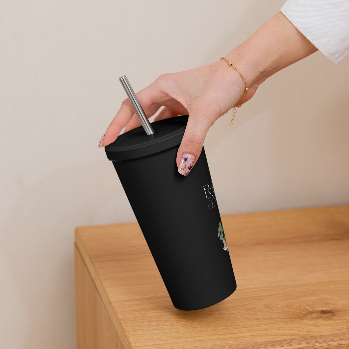 Balance 20oz Insulated tumbler with a straw