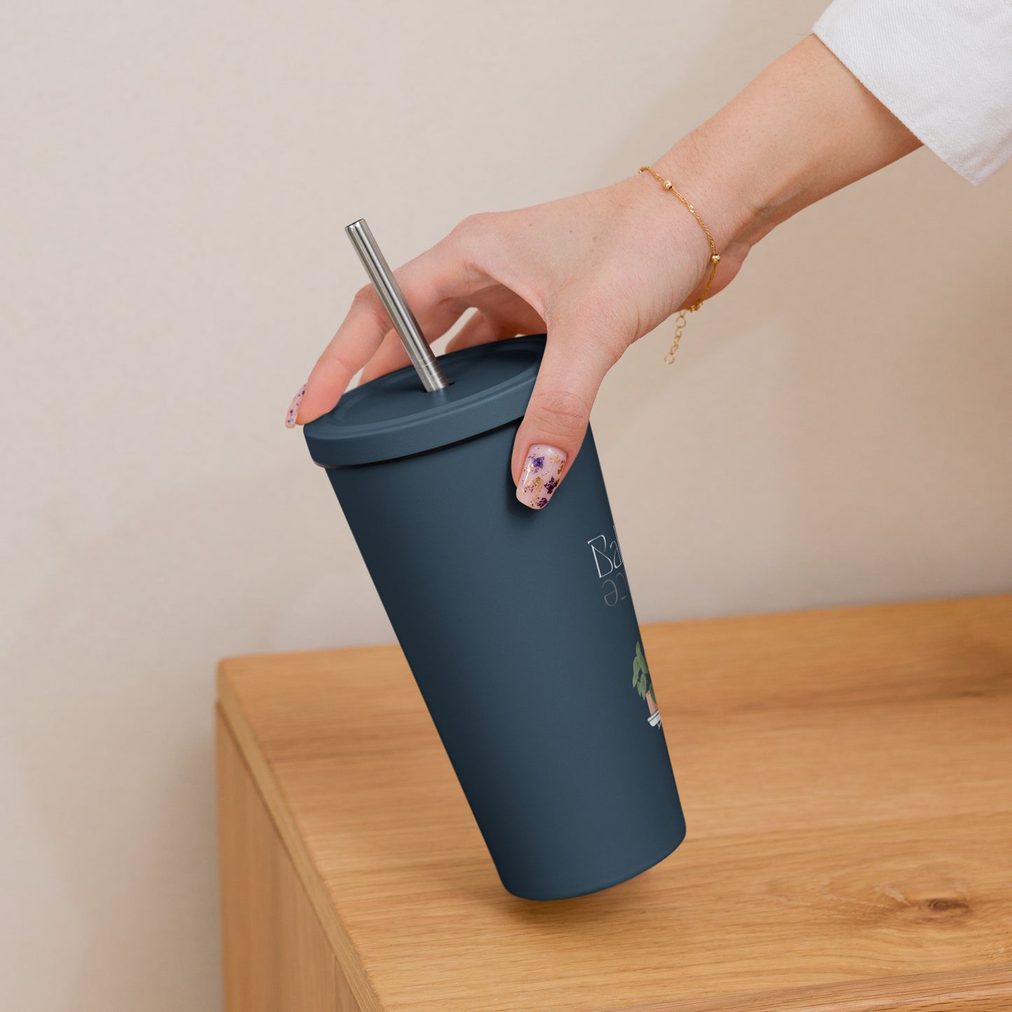 Balance 20oz Insulated tumbler with a straw