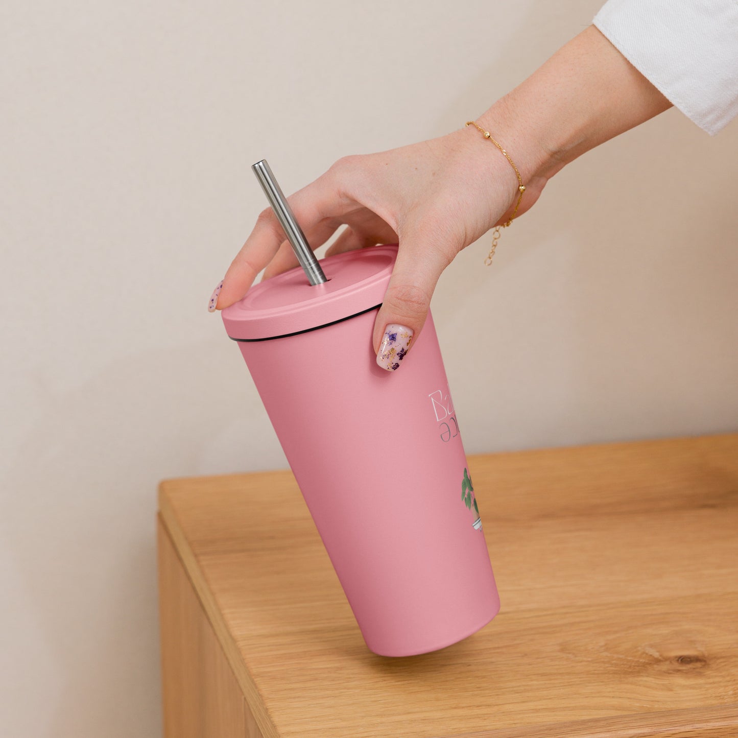 Balance 20oz Insulated tumbler with a straw