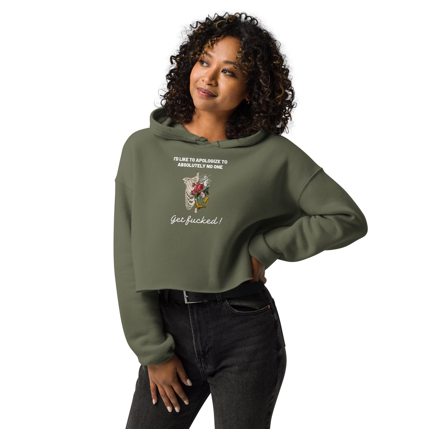 No Apologies Crop Hoodie