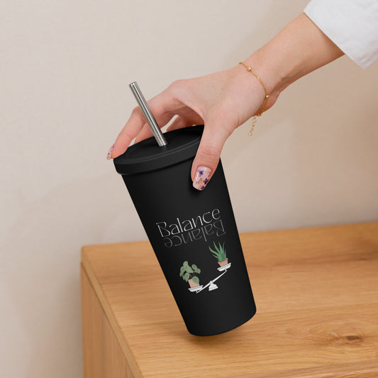 Balance 20oz Insulated tumbler with a straw