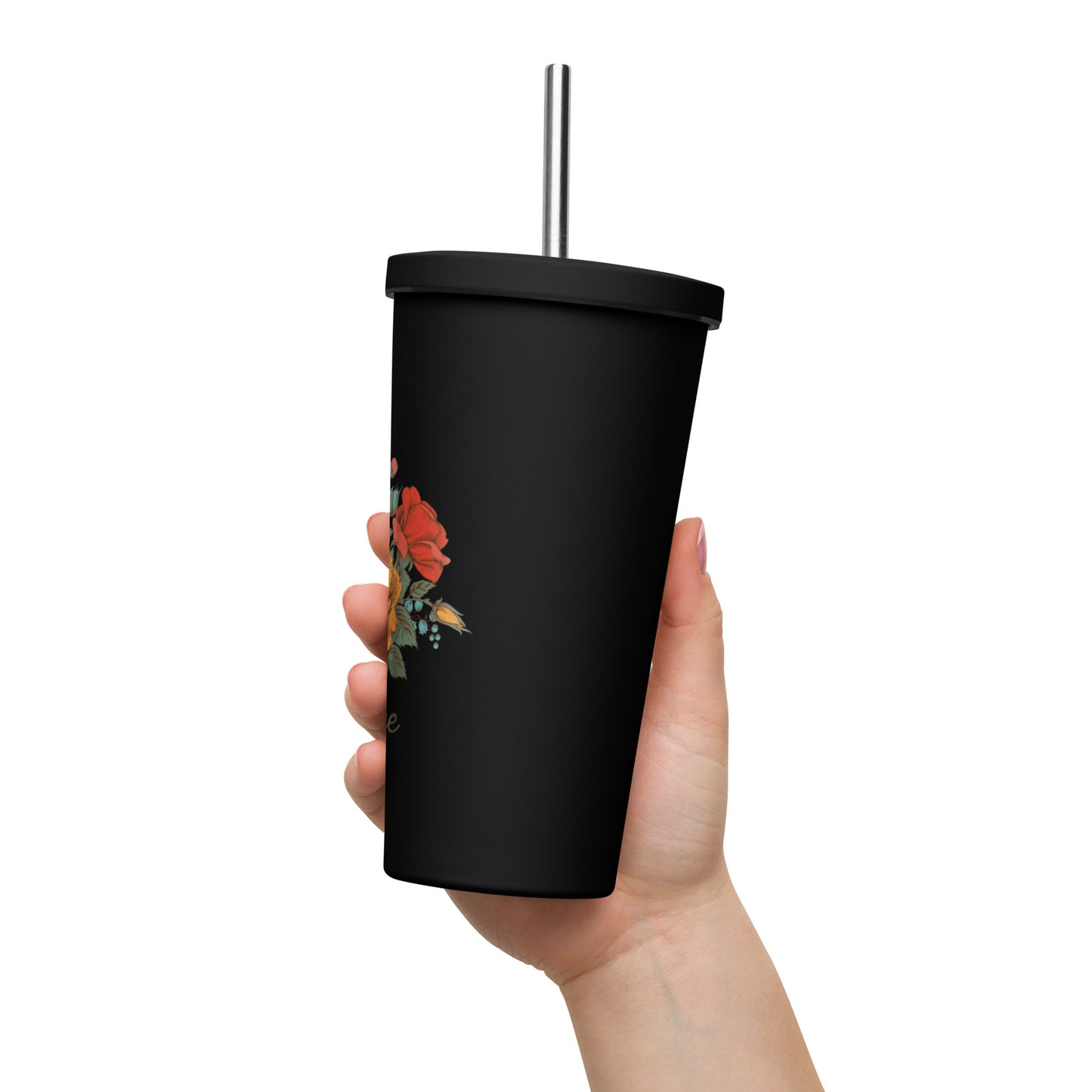 Vintage Floral 20oz Insulated tumbler with a straw