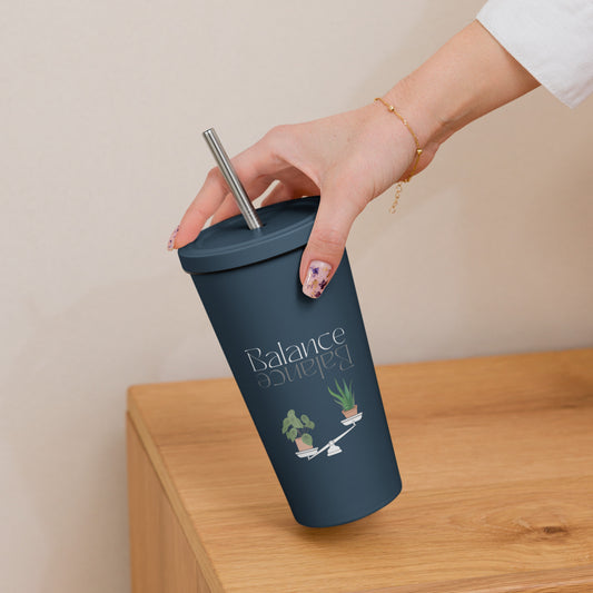 Balance 20oz Insulated tumbler with a straw