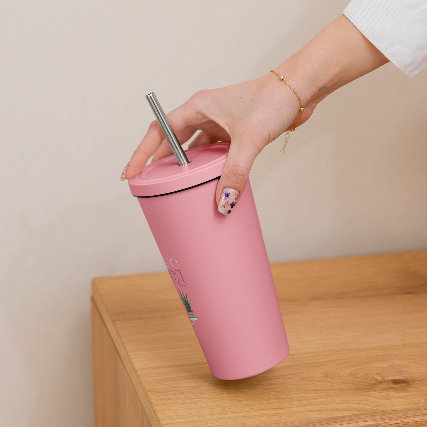Balance 20oz Insulated tumbler with a straw