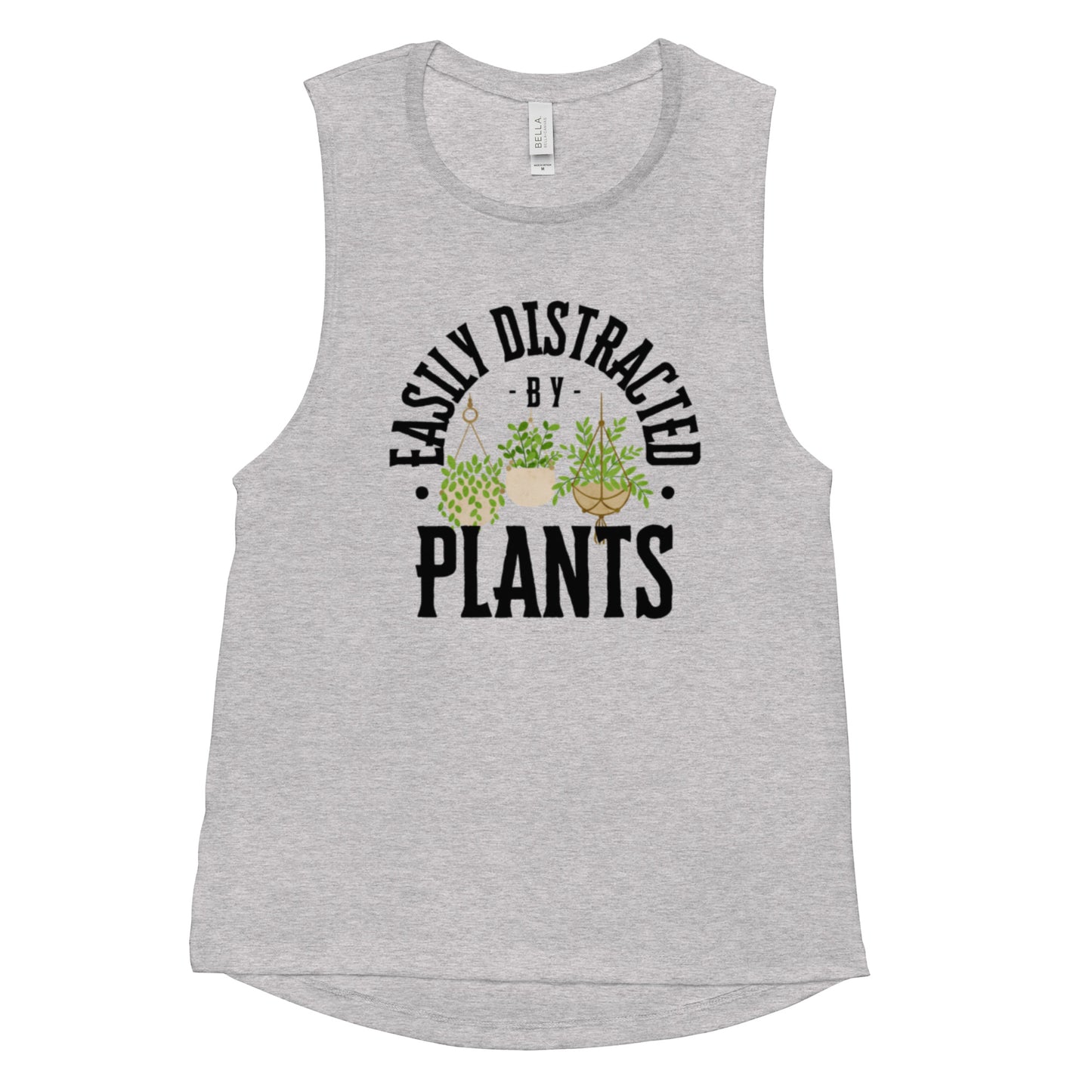 Easily Distracted By Plants Ladies’ Muscle Tank (Black)