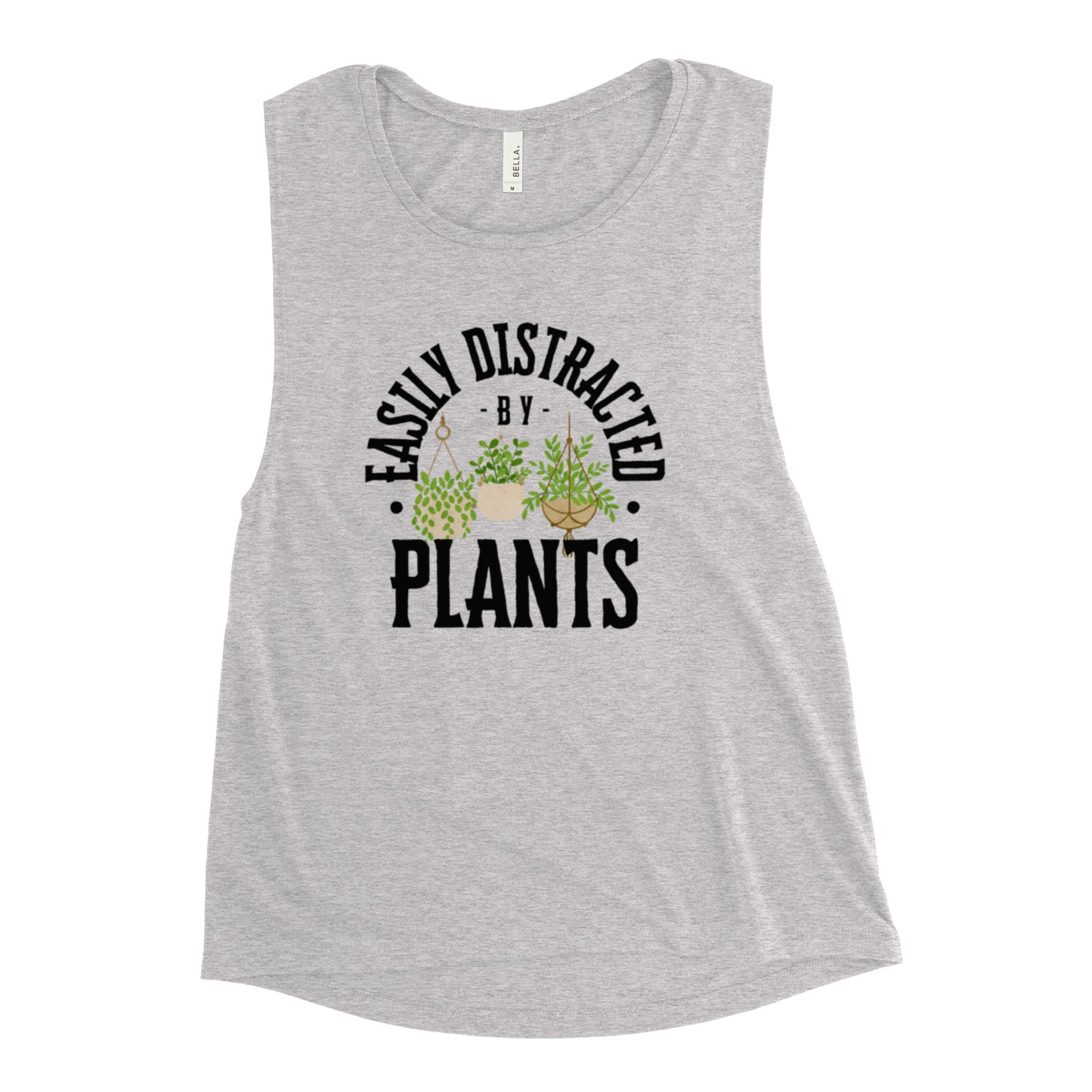 Easily Distracted By Plants Ladies’ Muscle Tank (Black)