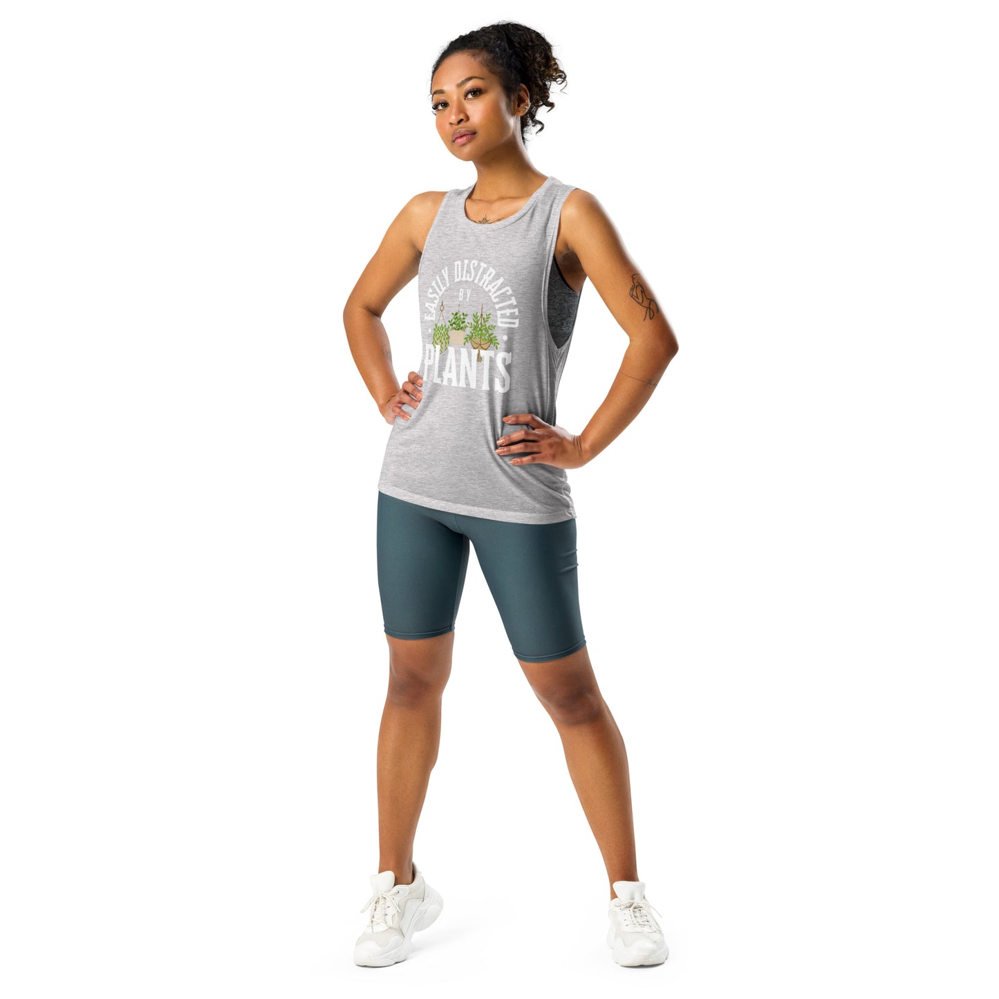 Easily Distracted By Plants Ladies’ Muscle Tank (White)