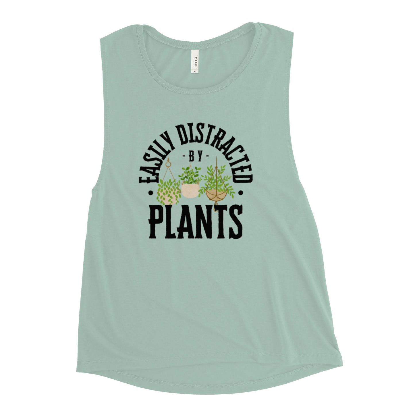 Easily Distracted By Plants Ladies’ Muscle Tank (Black)