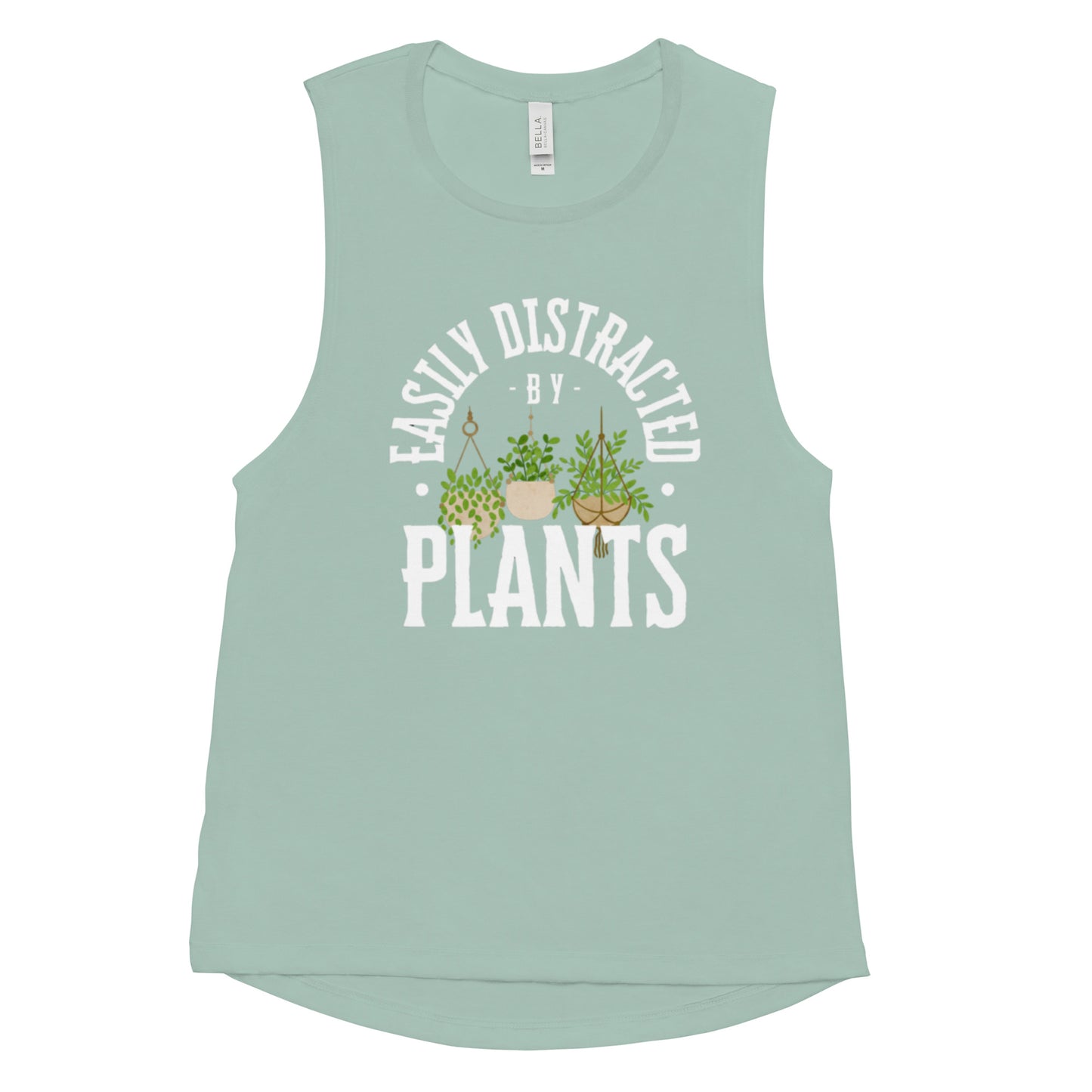 Easily Distracted By Plants Ladies’ Muscle Tank (White)