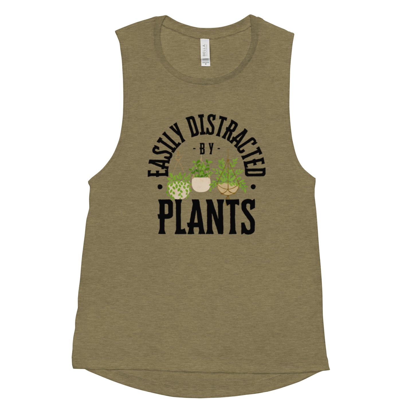 Easily Distracted By Plants Ladies’ Muscle Tank (Black)