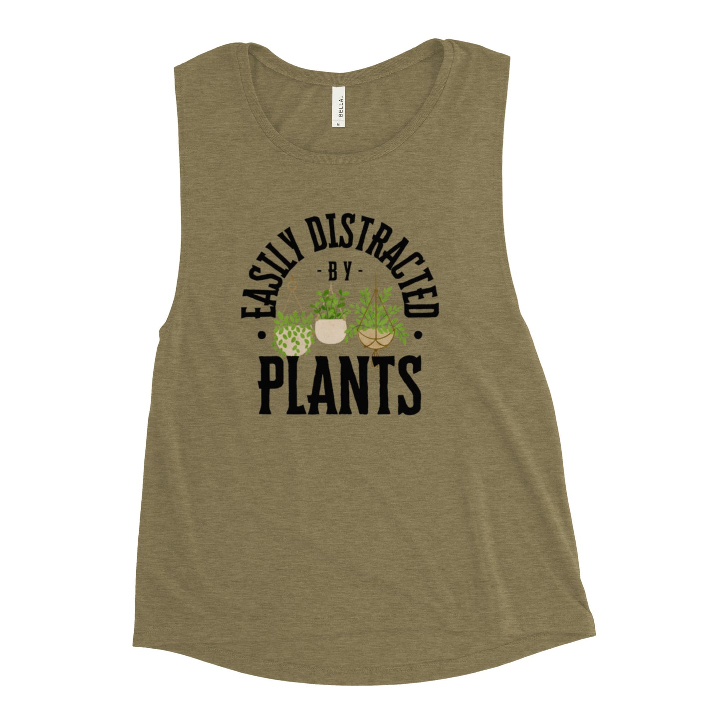 Easily Distracted By Plants Ladies’ Muscle Tank (Black)