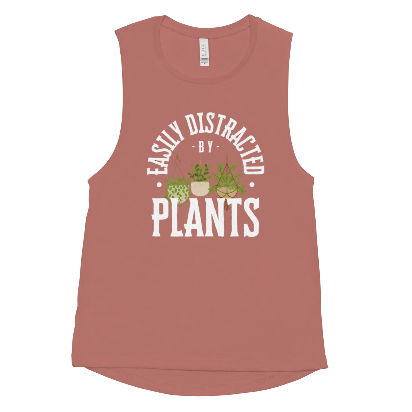 Easily Distracted By Plants Ladies’ Muscle Tank (White)