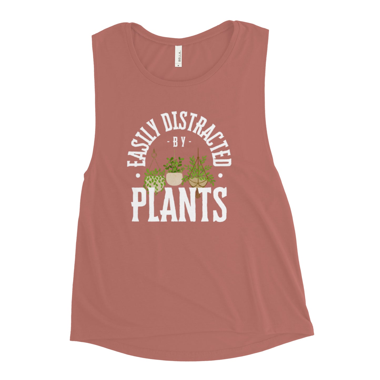 Easily Distracted By Plants Ladies’ Muscle Tank (White)