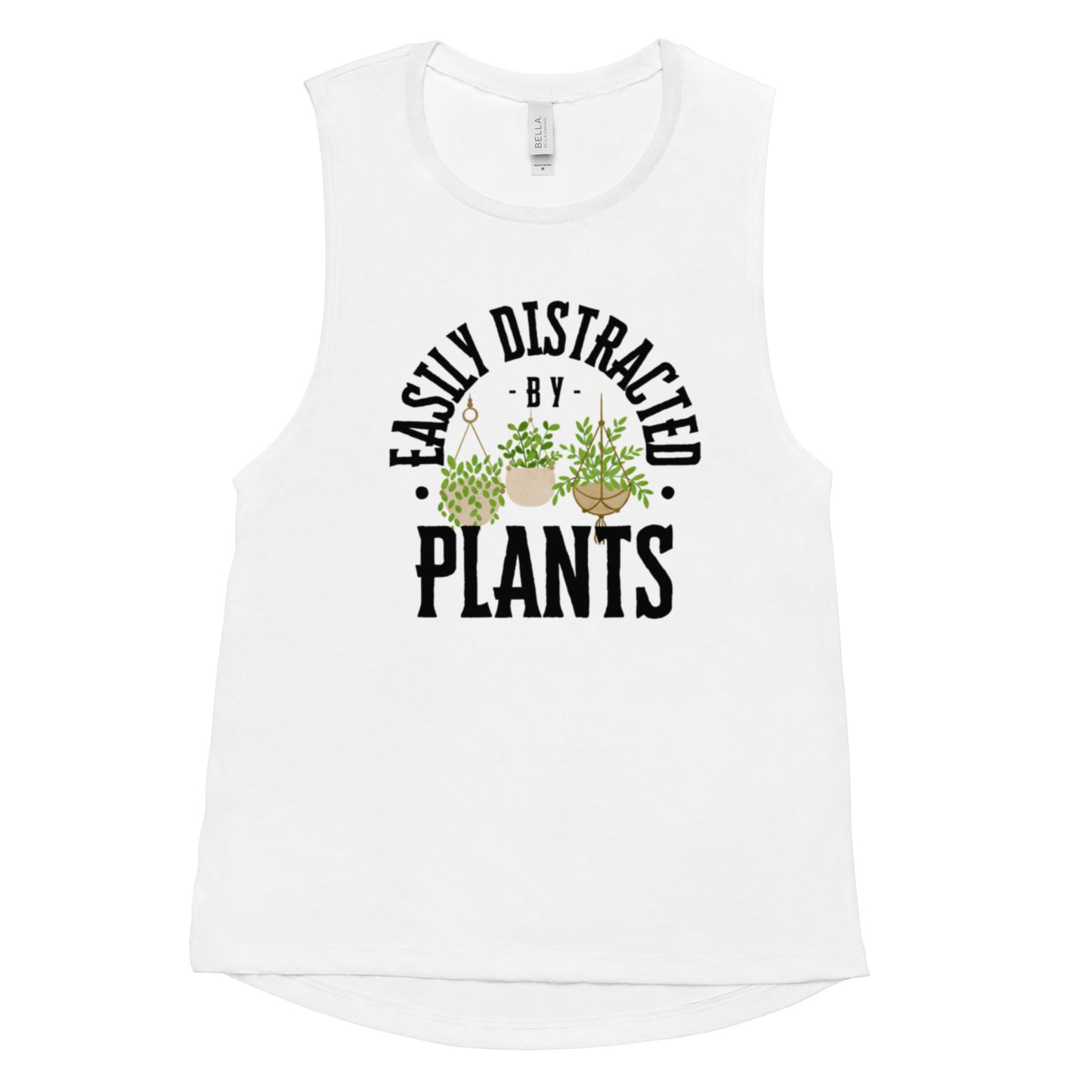 Easily Distracted By Plants Ladies’ Muscle Tank (Black)