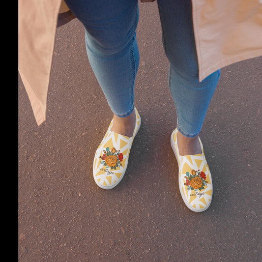 Vintage Floral Women's Slip On Canvas Shoes